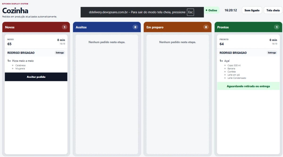 Delivery SaaS: detalhe da tela 4