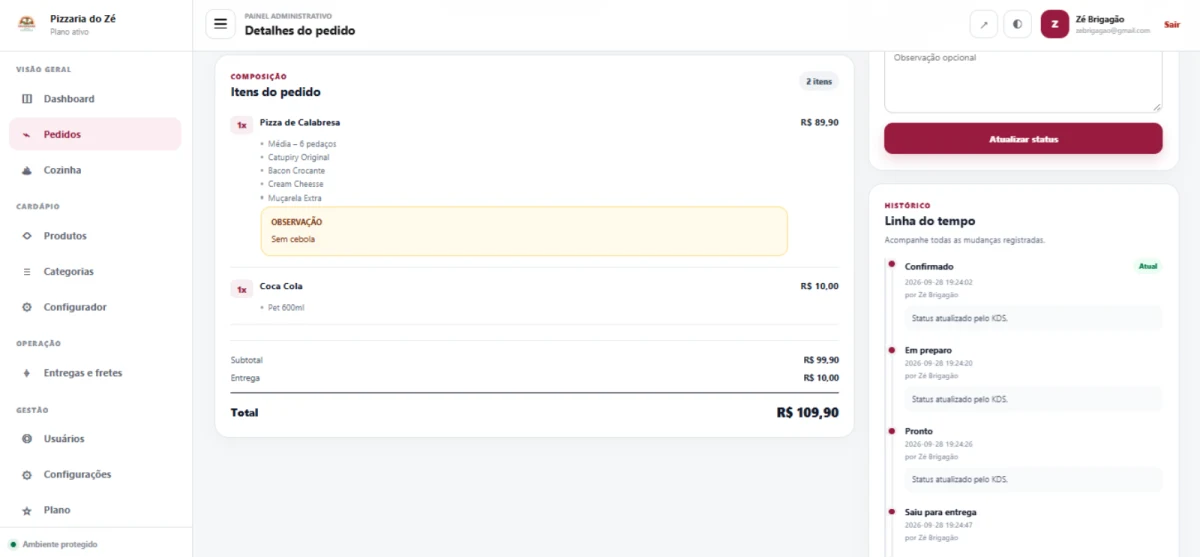 Delivery SaaS: detalhe da tela 3