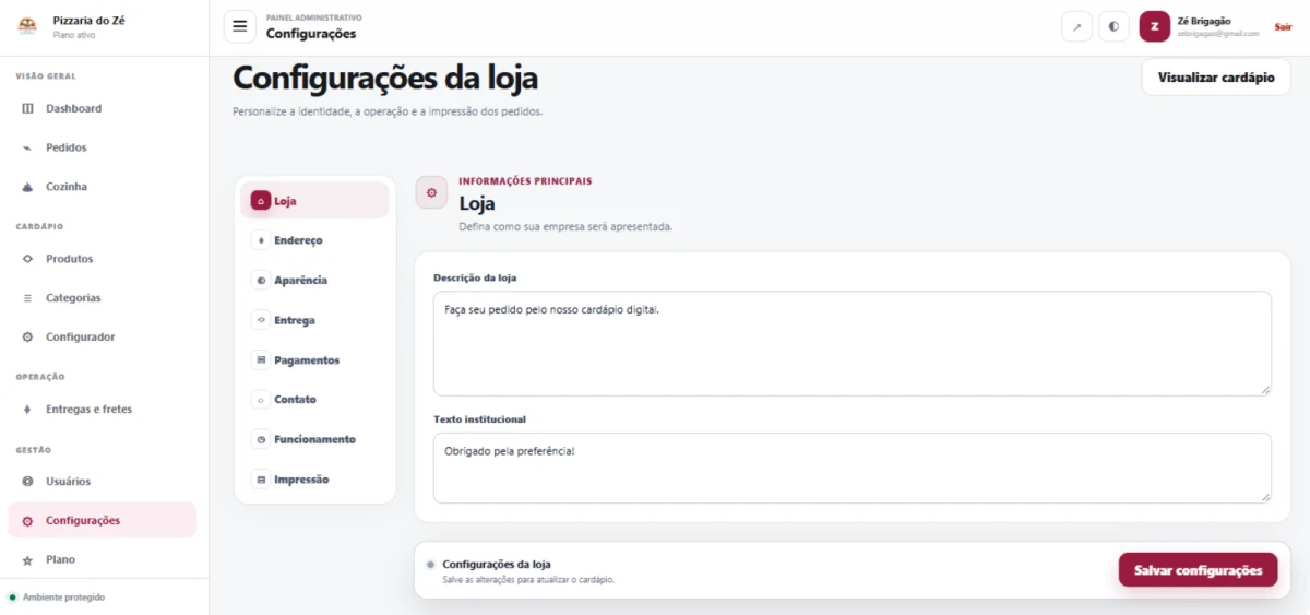 Delivery SaaS: detalhe da tela 6